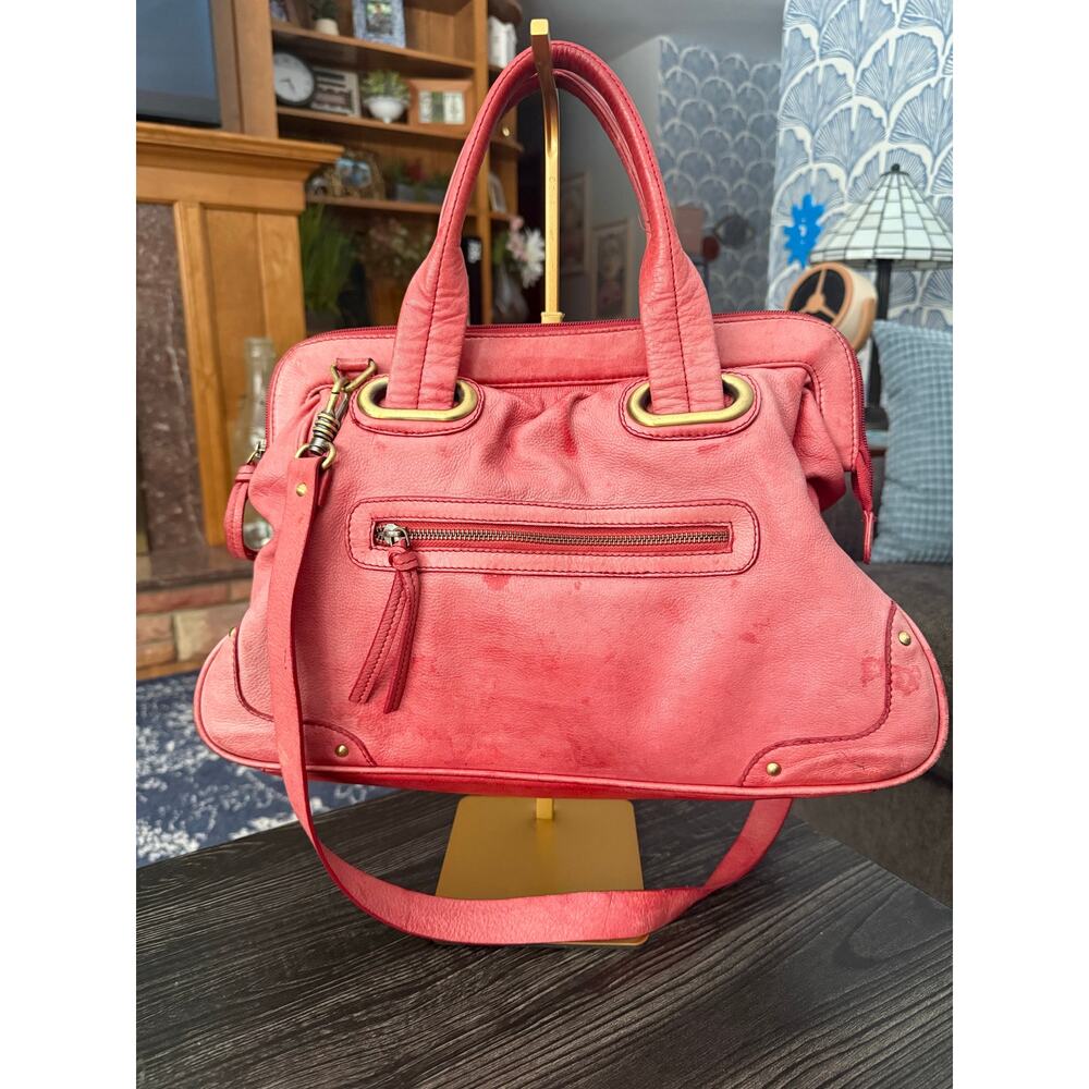 Michael Rome Designs Red Leather Convertible Bag Made in Italy